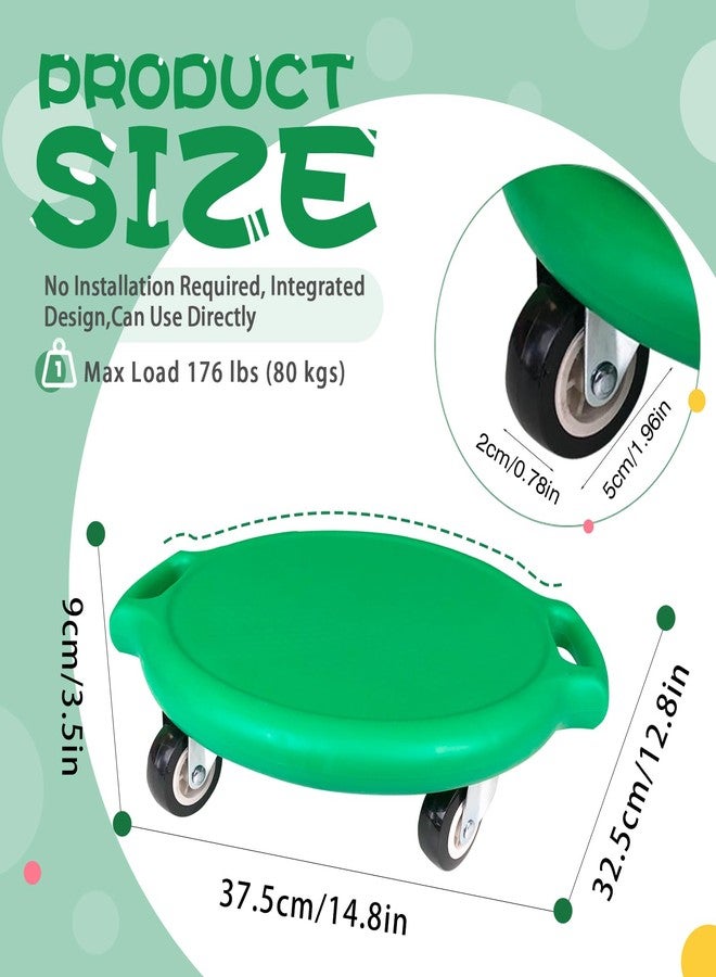 Chidiam Kids Sitting Scooter Board with Universal Wheels Swivel Casters Round Plastic Floor Surfer Sports Scooters with Rollers Autism Kids Sensory Scooter Board for Gym Class Physical Education Home Use - Image 2