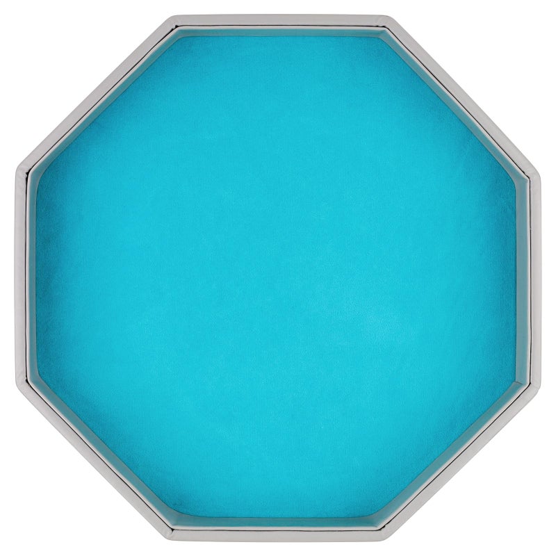 RERIVER Dice Rolling Tray, Blue Felt Lined PU Leather Octagon Dice Tray for Dungeon Crawler Games - Image 1