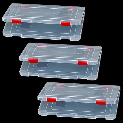 Livzing Plastic Portable File Folder Case | Transparent Documents Lockable Boxes for A4 Sheet, Photos, Magazines, Cards | Portable organizer for Envelopes, Certificates | Office Supplies-Pack of 3 - Image 1