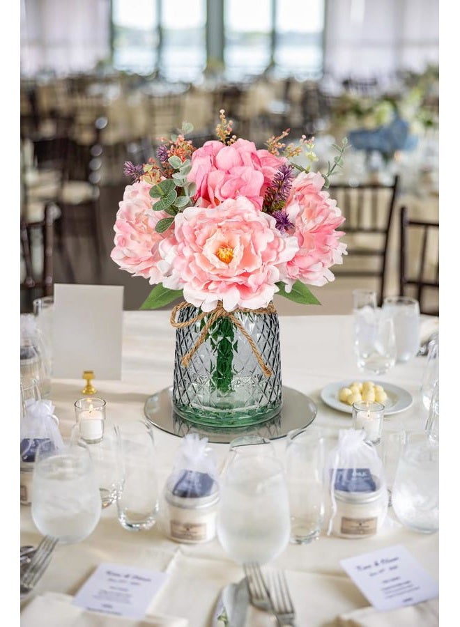 Briful Faux Flower Arrangements Artificial Peony Hydrangea Silk Flowers with Vase Realistic Fake Potted Flower Bouquet for Home Décor Floral Centerpieces for Tables Offices Weddings and Parties (Pink) - Image 4