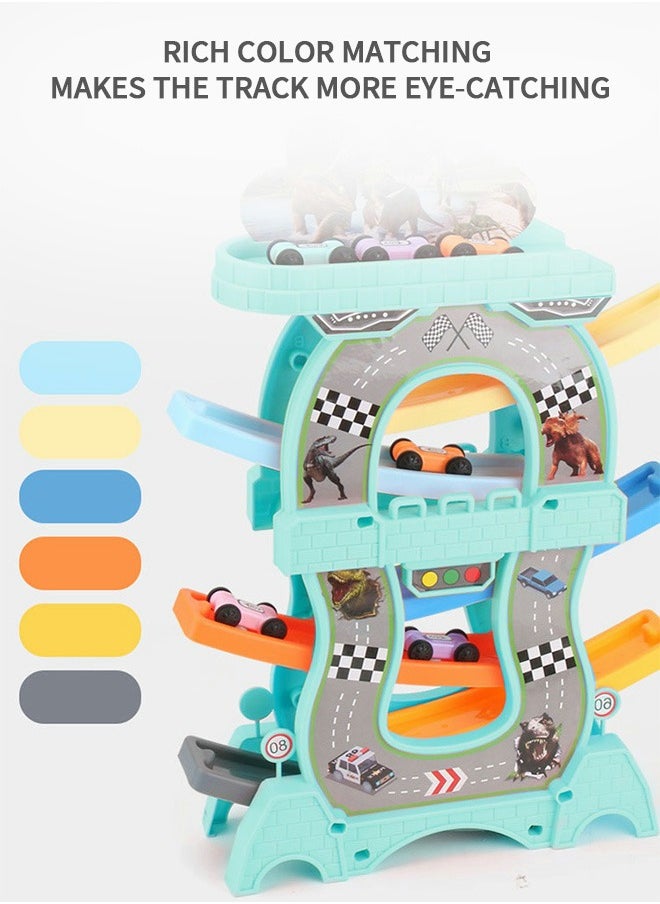 GROIC Toddler Toys Car Ramp Toy Racing Track Toys for Girls Boys, Garage and Parking Lot Tracks with 8 Mini Cars  - Image 3