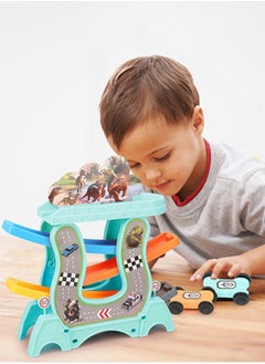GROIC Toddler Toys Car Ramp Toy Racing Track Toys for Girls Boys, Garage and Parking Lot Tracks with 8 Mini Cars  - Image 2