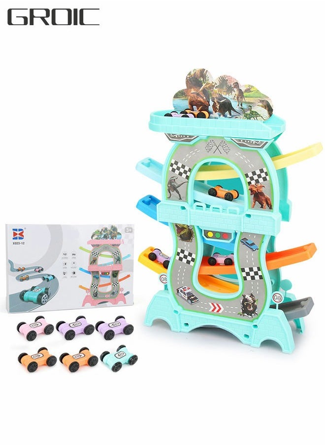 GROIC Toddler Toys Car Ramp Toy Racing Track Toys for Girls Boys, Garage and Parking Lot Tracks with 8 Mini Cars  - Image 1