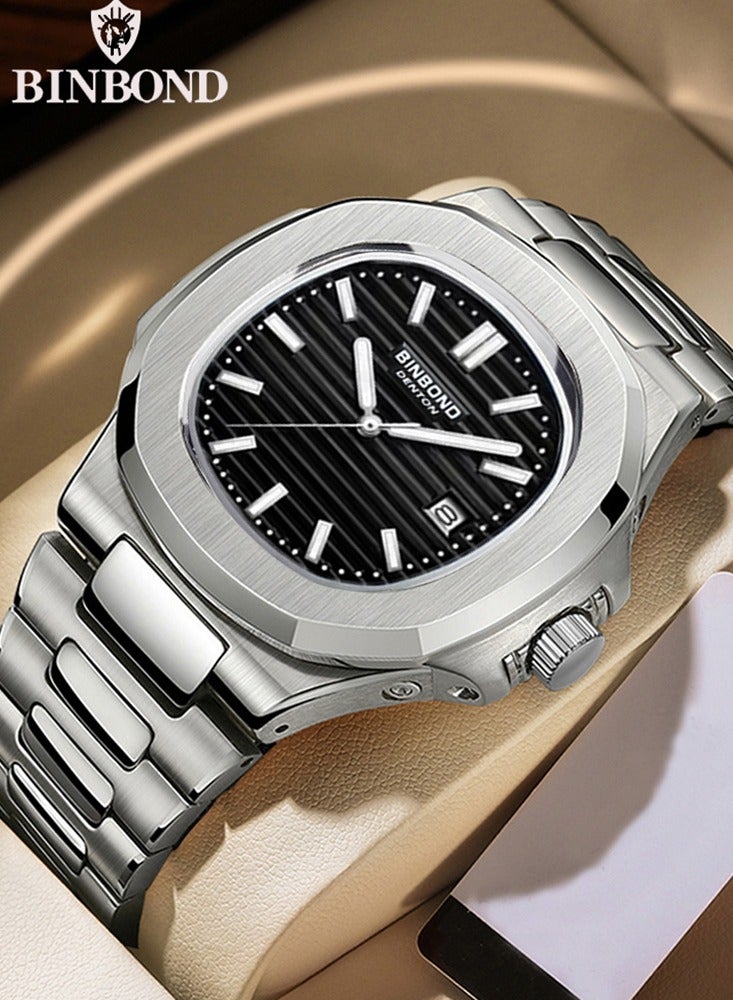 بينبوند ساعات رجالية كوارتز ساعة رجالية مقاومة للماء من الفولاذ المقاوم للصدأ ساعة رجالية كوارتز للأعمال - Image 1