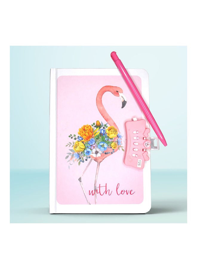 Sharpdo A5 Flamingo Hardcover Lockbook With Pen Multicolour - Image 5