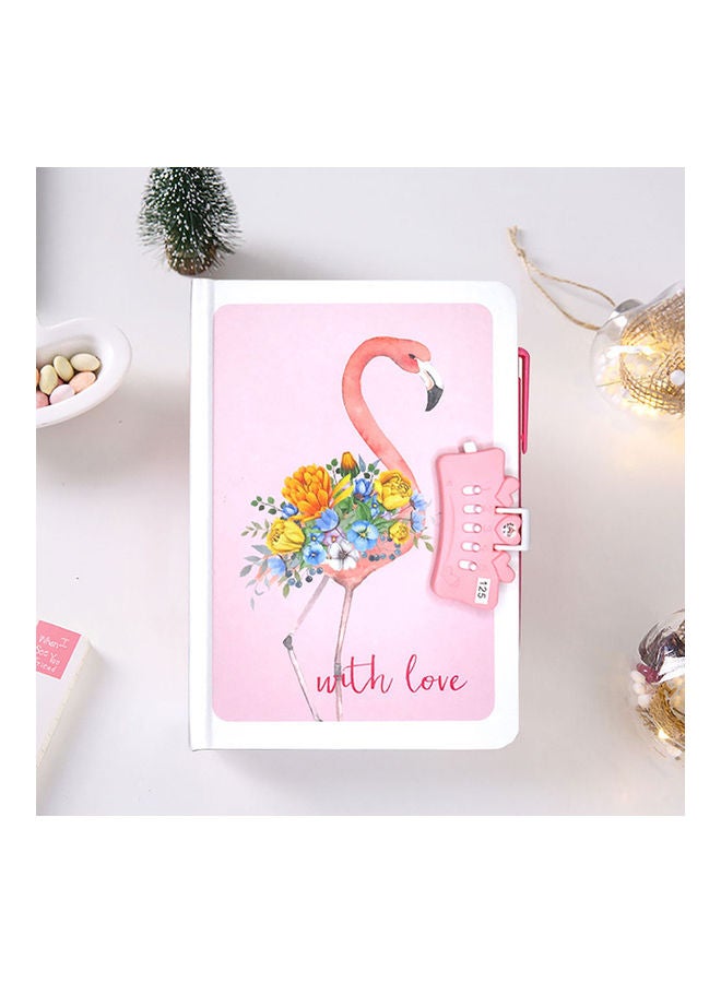 Sharpdo A5 Flamingo Hardcover Lockbook With Pen Multicolour - Image 3