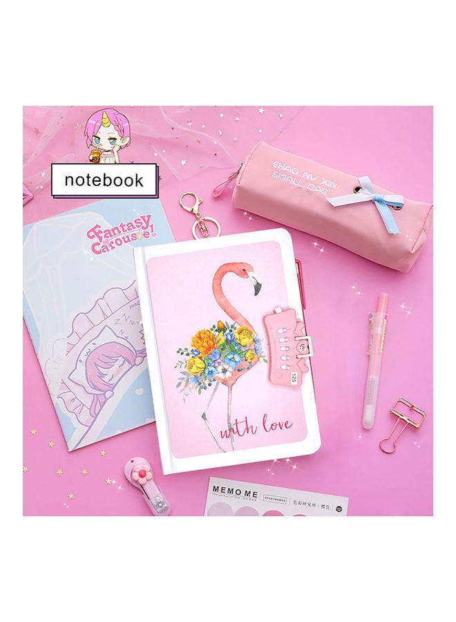 Sharpdo A5 Flamingo Hardcover Lockbook With Pen Multicolour - Image 2