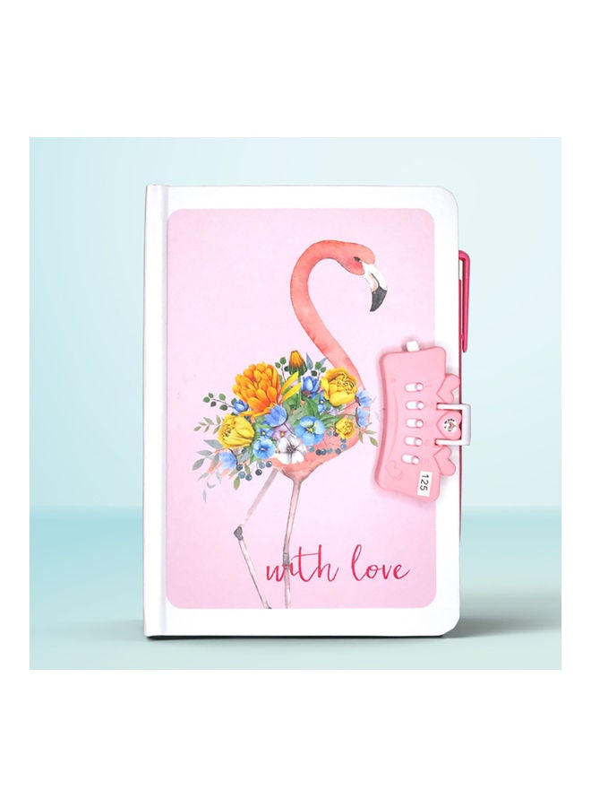 Sharpdo A5 Flamingo Hardcover Lockbook With Pen Multicolour - Image 4