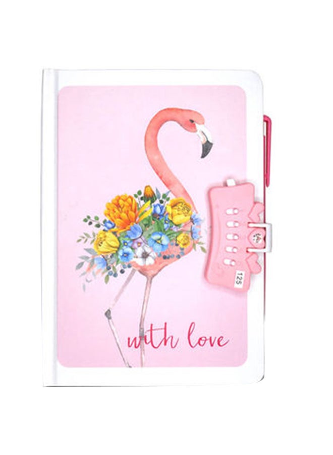 Sharpdo A5 Flamingo Hardcover Lockbook With Pen Multicolour - Image 1