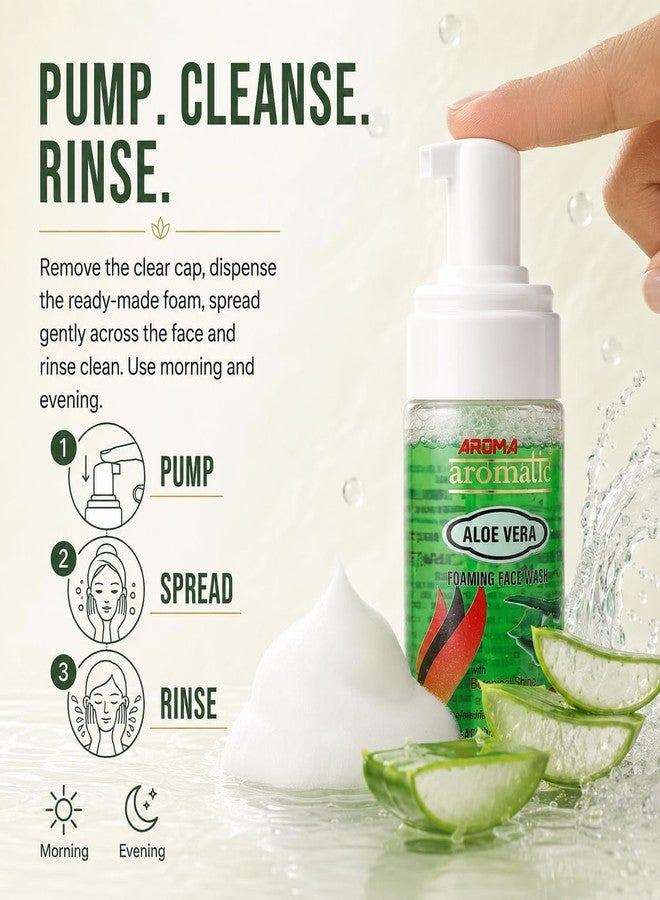 Aromatic Aloe Vera Foaming Face Wash for Hydrated, Soft & Fresh-Looking Skin | Removes Dirt, Sweat, Pollution Residue & Excess Oil | Cooling Menthol, Botanical Extracts, Ready-to-Use Rich Foam | Daily Face Cleanser for All Skin Types | 150ml - Image 5