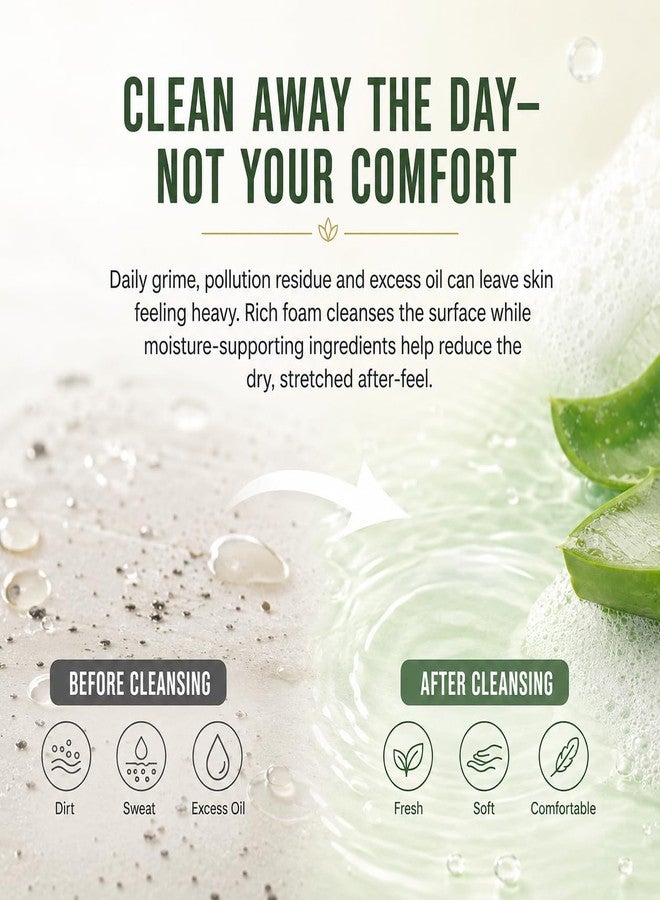 Aromatic Aloe Vera Foaming Face Wash for Hydrated, Soft & Fresh-Looking Skin | Removes Dirt, Sweat, Pollution Residue & Excess Oil | Cooling Menthol, Botanical Extracts, Ready-to-Use Rich Foam | Daily Face Cleanser for All Skin Types | 150ml - Image 2