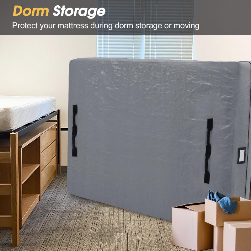 BETU Mattress Bags for Moving and Storage, BETU Waterproof Mattress Protector Twin XL Mattress Cover for College Dorm Essential with 8 Heavy Duty Handles and Zipper Thick Moving Supplies (82x42x13.5 Grey) - Image 2