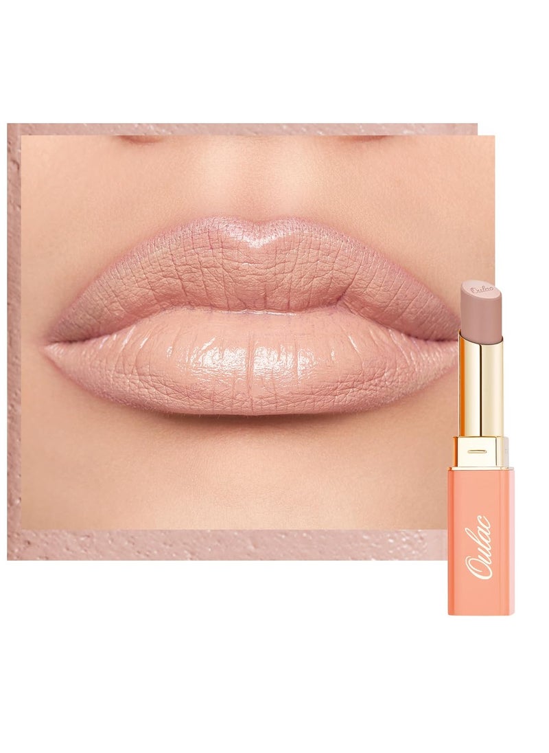 Oulac Oulac Beige Lipsticks for Women, Pale Nude Matte Lip Base, Full Coverage Lip Color, Satin Matte Finish, Cream Texture, Hydrating, Infused with Hyaluronic Acid, Vegan & Clean Beauty 4g SG01 Bare  - Image 1