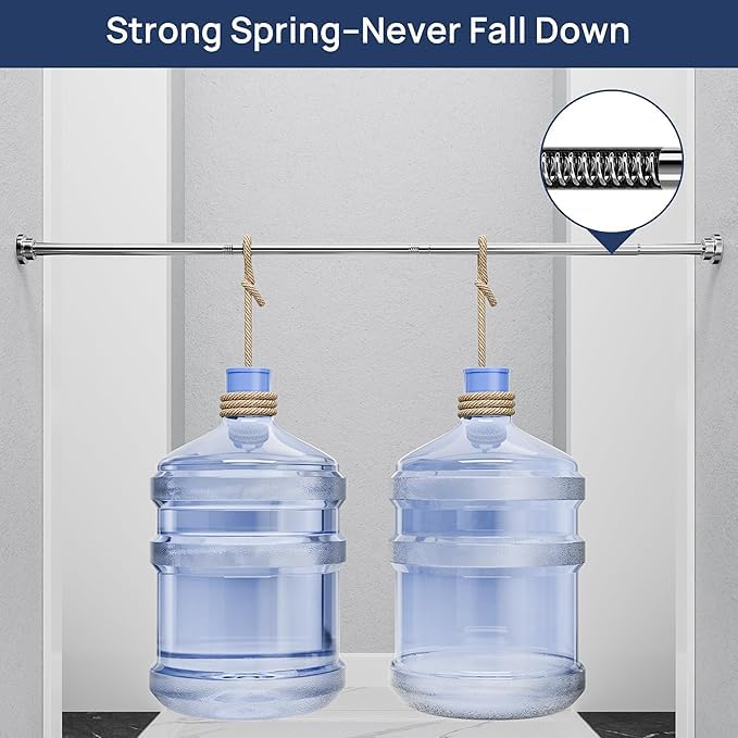 Raggle (85 To 140 CM) Shower Pole Extendable No Drill Tension Rods for Curtains Extendable Curtain Poles Shower Curtain Railfor Bathroom, Window, Door, Wardrobe (Silver, 85-140 Cm) - Image 5
