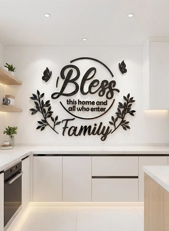 guangmu Dining Room Wall Decor Kitchen - Dining Room Art Bless This Home Living Room Kitchen Dining Room Decor forDecorations Living Room Home Wall Stickers 39.4x30.3in Black - Image 3