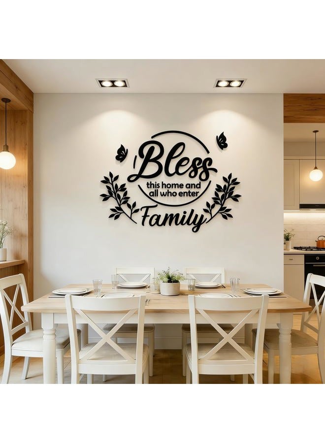 guangmu Dining Room Wall Decor Kitchen - Dining Room Art Bless This Home Living Room Kitchen Dining Room Decor forDecorations Living Room Home Wall Stickers 39.4x30.3in Black - Image 4