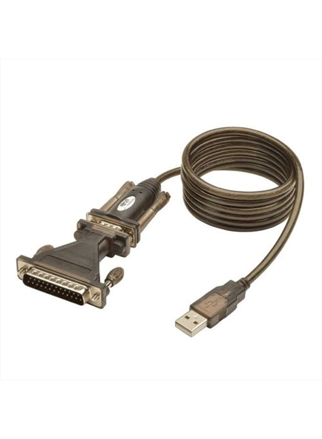 TRIPP LITE USB to RS232 Serial Adapter Cable USB-A to DB25 DB9 M/M 5-Feet (U209-005-DB25) - Image 1