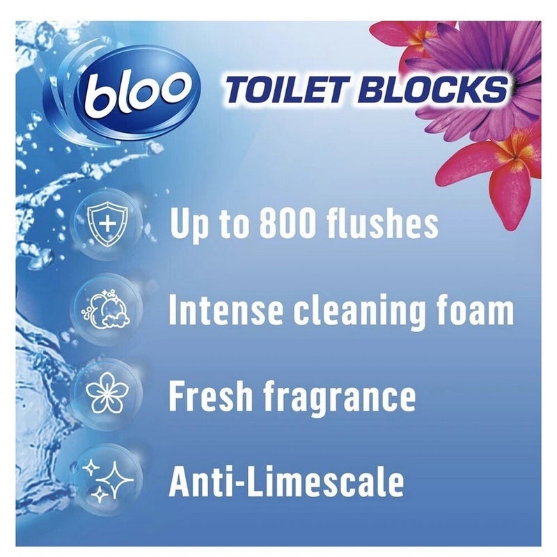 Bloo 2 x 50g Toilet Cistern Cube Flowers In-Tank Toilet Cleaner Blocks, Continuous Cleaning, Fresh Floral Fragrance, Prevents Limescale & Stains, Long Lasting Hygienic Toilet Freshener - Image 2