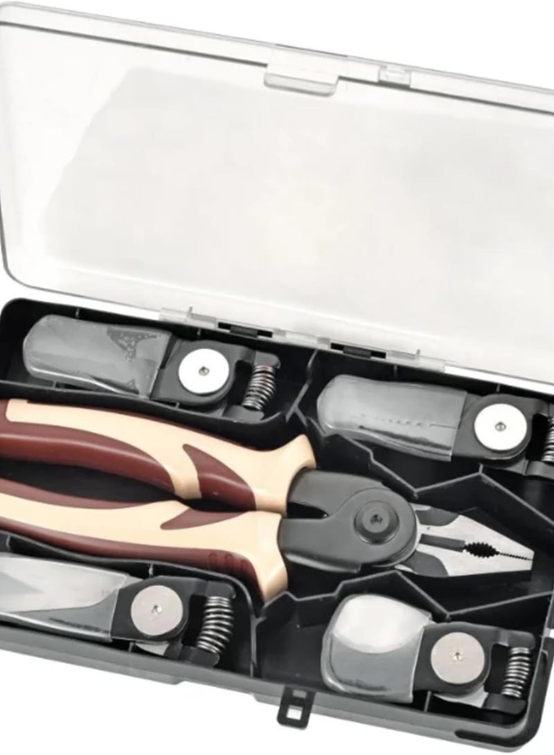 GGOOT 5 in 1 Cutting Stripping Pliers Wire Pressing Electricians Multifunctional Hardware Interchangeable Head Pliers Hand Tools (Color : Beige) - Image 1