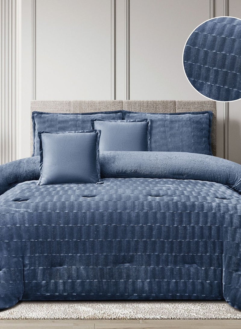 Ming Li 6 Piece Winter Royal Comforter One Velvet Side And One Side Fur King Size 230x250 cm - Image 3