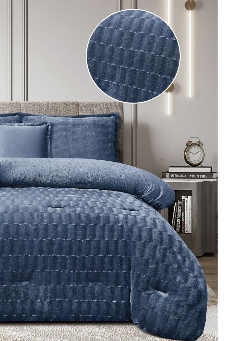 Ming Li 6 Piece Winter Royal Comforter One Velvet Side And One Side Fur King Size 230x250 cm - Image 2