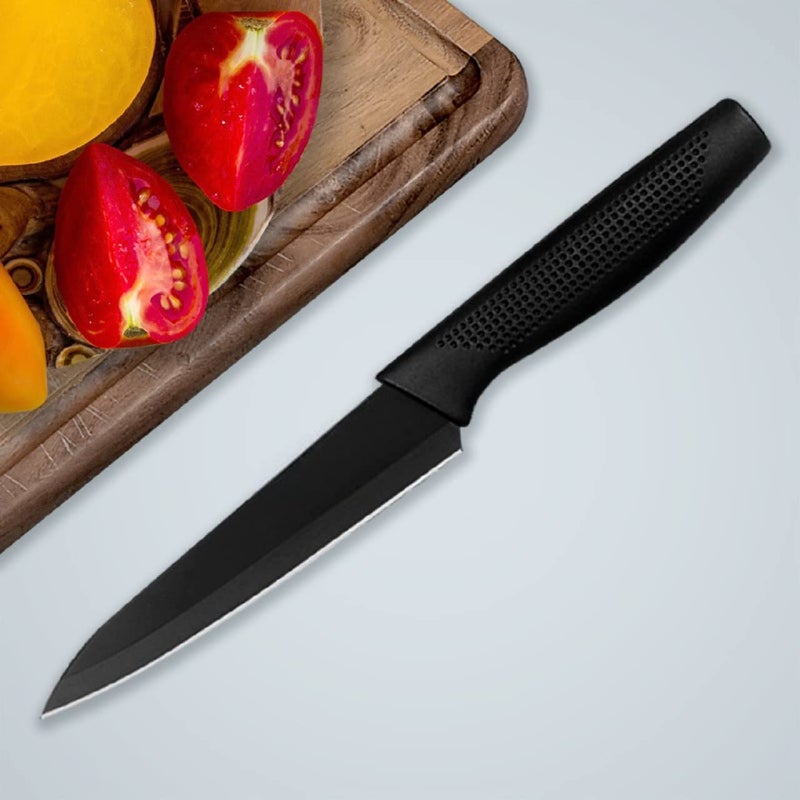 DORMICO Kitchen Paring Knife 51 inch Fruit Peeling Knife Black Coated High Carbon Stainless Steel Ultra Sharp Cooking Knife for Kitchen Cooking Black Pack of 1 - Image 2