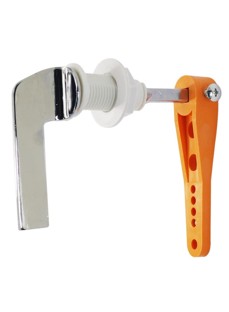Universal Fit Replacement Toilet Tank Handle Chrome Plated Metal Flush Lever Kit Toilet Tank Flush Lever Compatible with Most Toilets Tank Toilet Handle Accessories Silver 1 Pack - Image 1