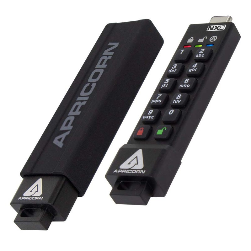 Apricorn مفتاح أجيز الآمن 8 جيجابايت من أبركورون 3 NXC مع تشفير هاردوير 256 بت USB 3.2 نوع C، معتمد من FIPS 140-2 مستوى 3 (ASK3-NXC-8GB)، أسود - Image 2