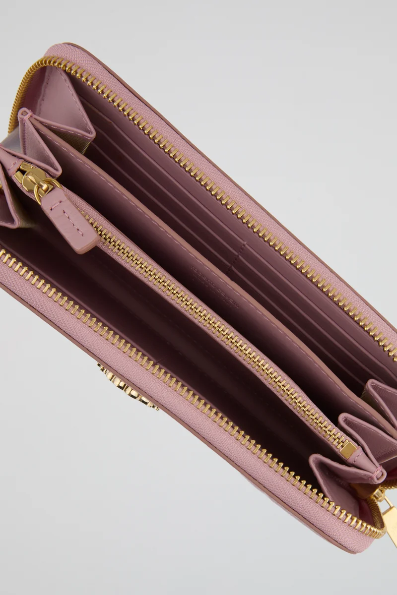 روبرتو كافالي Roberto Cavalli Pink Zip-Around Wallet with Gold-Tone Logo