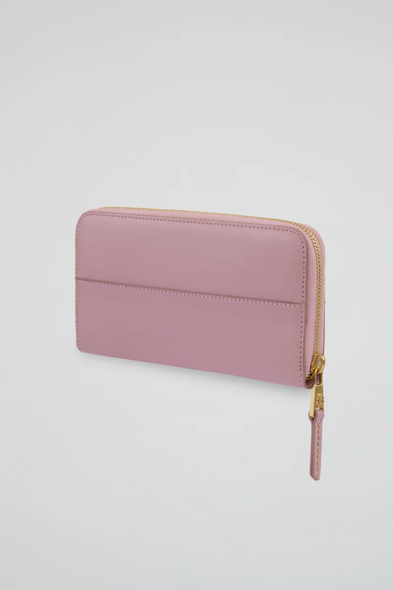 Roberto Cavalli  Roberto Cavalli Pink Zip-Around Wallet with Gold-Tone Logo for Women | Best Price UAE