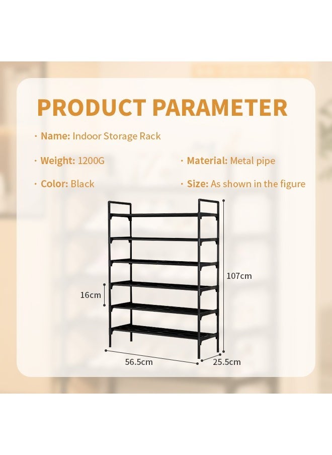 Generic 6-Layer Large-Capacity Shoe Rack, Heightened And Thickened Storage Rack, High-Load Steel Pipe Material, Heightened Bottom, For Offices, Bedrooms, Entrances  - Image 5