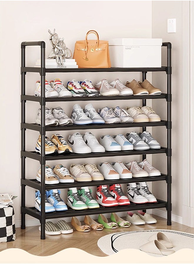Generic 6-Layer Large-Capacity Shoe Rack, Heightened And Thickened Storage Rack, High-Load Steel Pipe Material, Heightened Bottom, For Offices, Bedrooms, Entrances  - Image 1