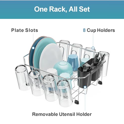 GSlife Small in Sink Dish Drying Rack - Stainless Steel Compact Dish Drainer for RV Kitchen Apartment Sink, Rust Resistant Inside Sink Rack, 1–2 Person Households, 11.6" W x 13.4" L, Silver - Image 3