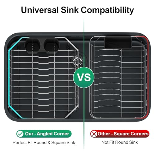 GSlife Small in Sink Dish Drying Rack - Stainless Steel Compact Dish Drainer for RV Kitchen Apartment Sink, Rust Resistant Inside Sink Rack, 1–2 Person Households, 11.6" W x 13.4" L, Silver - Image 5