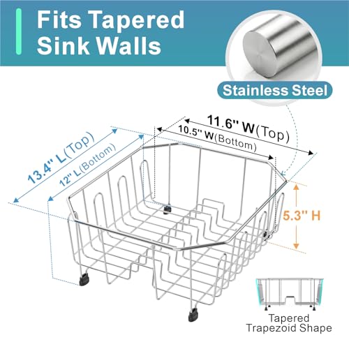 GSlife Small in Sink Dish Drying Rack - Stainless Steel Compact Dish Drainer for RV Kitchen Apartment Sink, Rust Resistant Inside Sink Rack, 1–2 Person Households, 11.6" W x 13.4" L, Silver - Image 4