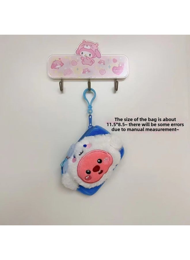 Cute Cartoon Loopy Ruby Creative Coin Purse Mini Small Size Snapper Head Doll Pendant Support For Hair-Color:Jade* Dog Beaver [blue Square Bag] Cross-dressing Coin Purse  - Image 5