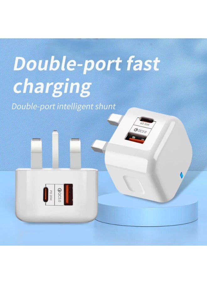 20W USB C Fast Charger, Dual Port PD Power Delivery Fast Type C Charging Block Plug Adapter for iPhone 14/13/12/11 /Pro Max, XS/XR/X, iPad Pro, AirPods Pro, Samsung Galaxy and More(White)