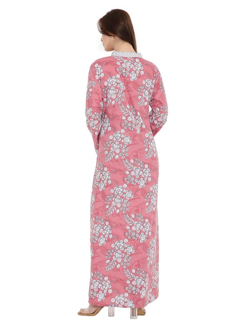 هانا آند سارا جلابية كفتان أنيقة مطبوعة بتصميم عربي كاجوال - Image 2