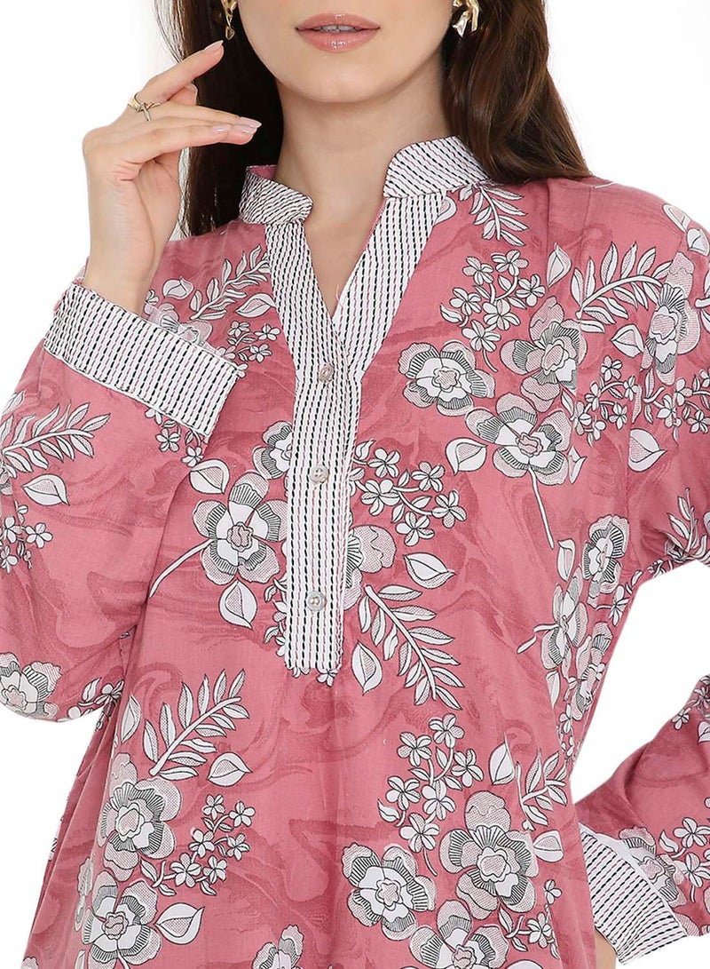 هانا آند سارا جلابية كفتان أنيقة مطبوعة بتصميم عربي كاجوال - Image 3