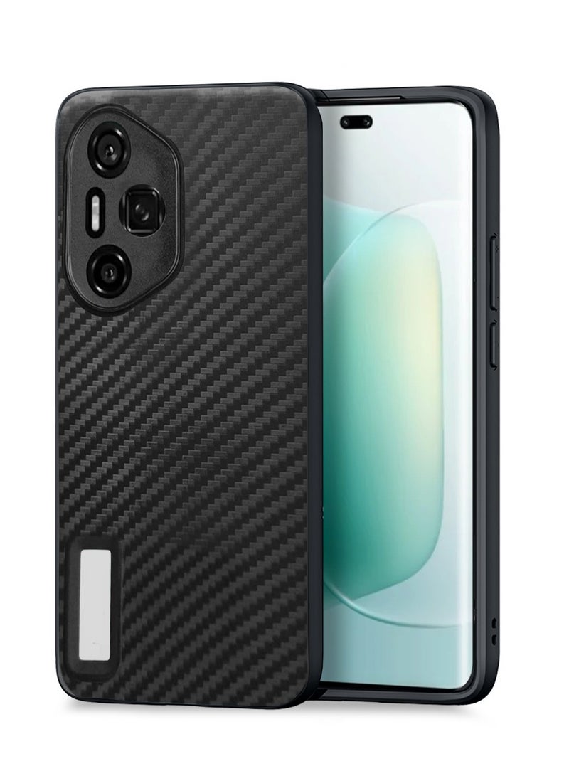 Wtech Honor 300 Pro 5G 2024 Liquid Silicone Carbon Fiber Texture Case Cover (MCFPSN) - Black - Image 1