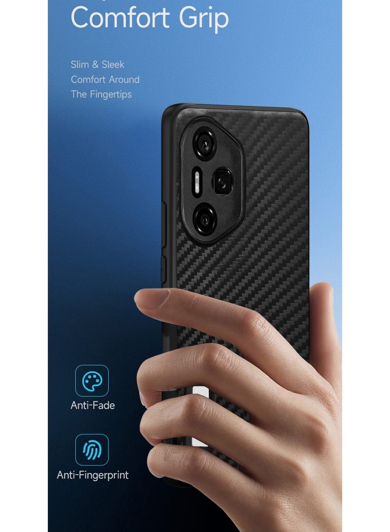 Wtech Honor 300 Pro 5G 2024 Liquid Silicone Carbon Fiber Texture Case Cover (MCFPSN) - Black - Image 2