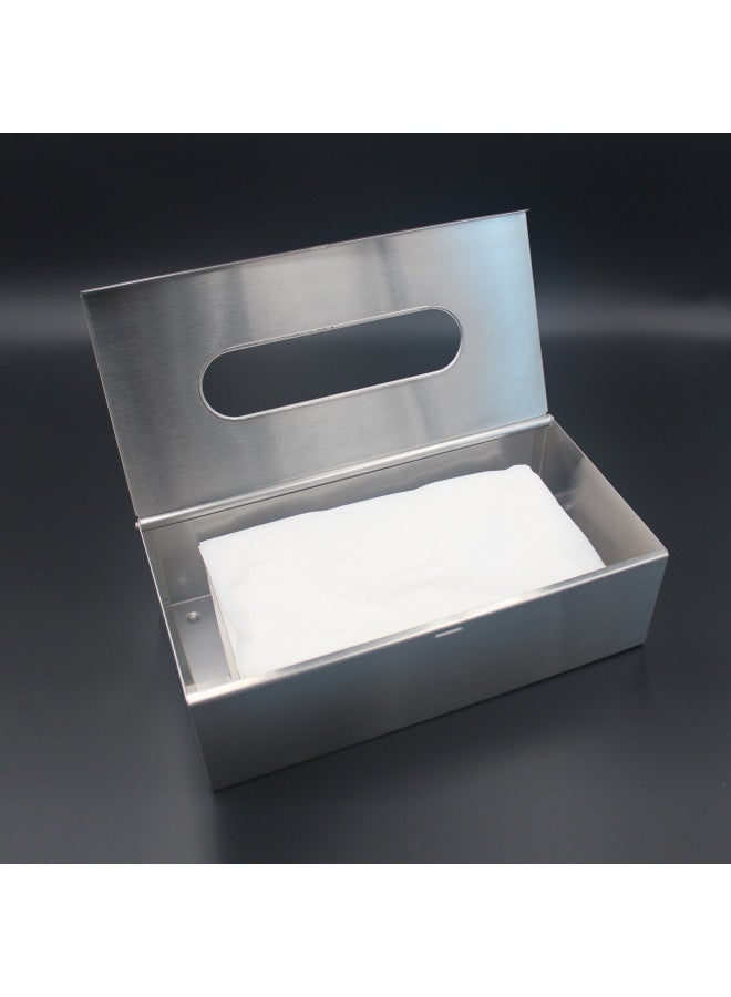 JunSun Rectangular Tissue Box Cover Tissue Box Holder Napkin Holder Tissue Storage Box Facial Tissue Holder Decorative Holder for Bathroom Bedroom Nightstand Office Car-Stainless Steel Brushed Nickel - Image 4