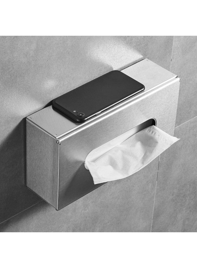 JunSun Rectangular Tissue Box Cover Tissue Box Holder Napkin Holder Tissue Storage Box Facial Tissue Holder Decorative Holder for Bathroom Bedroom Nightstand Office Car-Stainless Steel Brushed Nickel - Image 3