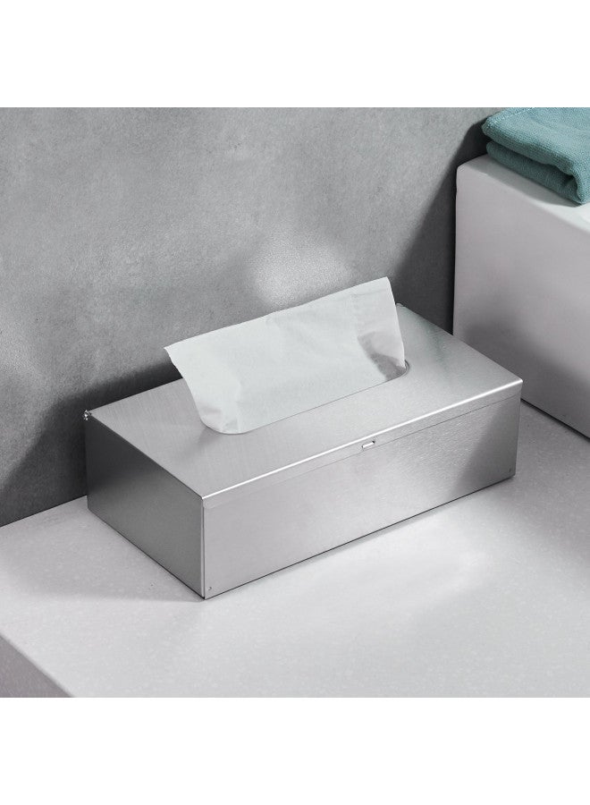 JunSun Rectangular Tissue Box Cover Tissue Box Holder Napkin Holder Tissue Storage Box Facial Tissue Holder Decorative Holder for Bathroom Bedroom Nightstand Office Car-Stainless Steel Brushed Nickel - Image 2