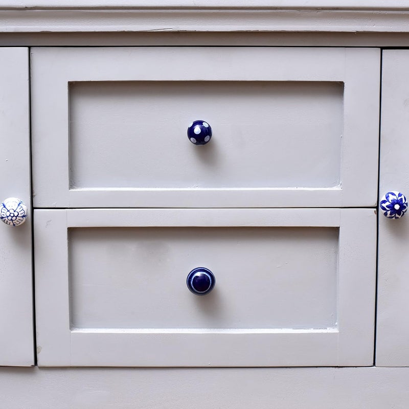Indian-Shelf 6 Pack Door Knobs Blue Ceramic Cabinet KnobsDresser KnobsDrawer PullsVintage KnobsDecorative KnobsBlue Drawer KnobsKitchen Cabinet KnobsKnobs PullsBlue White Cabinet PullsDoor Handles - Image 2
