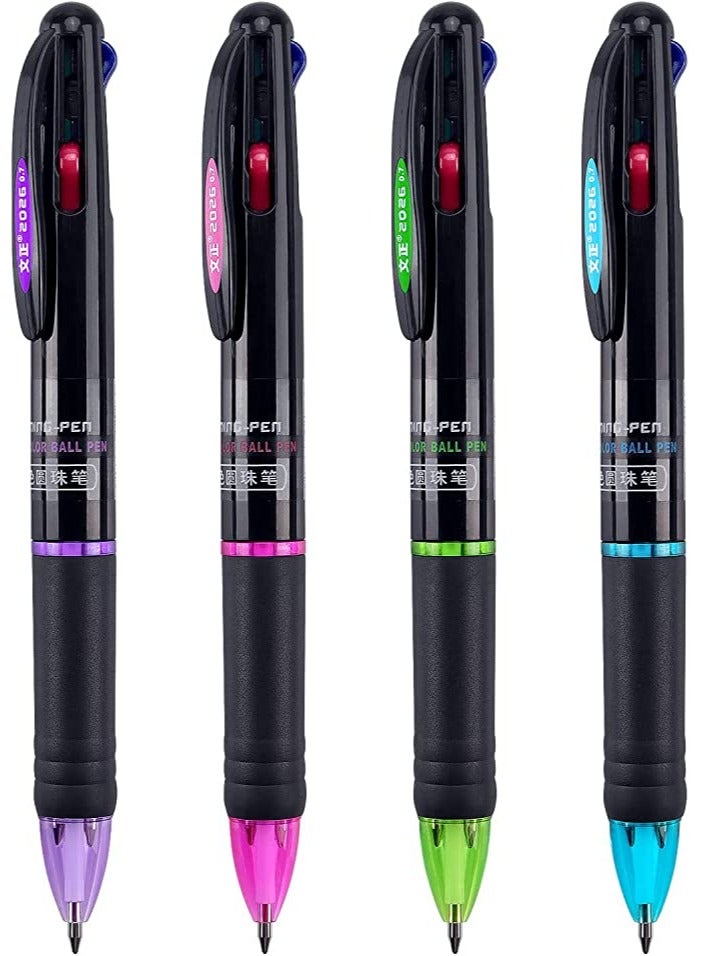 SYOSI 8Pcs Multicolor Ballpoint Pens, Retractable 4 in-1 Color Pens, 0.7mm Fine Tip Pens for Office School Supplies Planner Writing Diary Gift Pen - Image 3