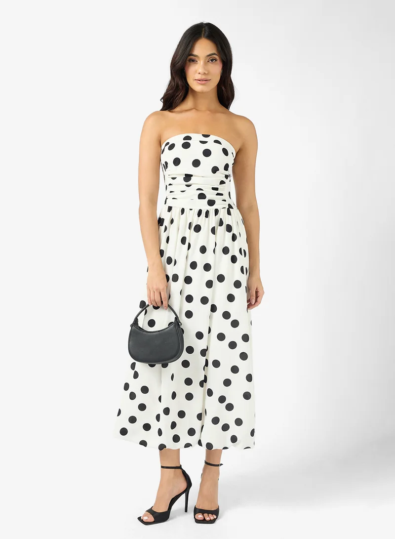ELLA Bandeau Polka Print Dress