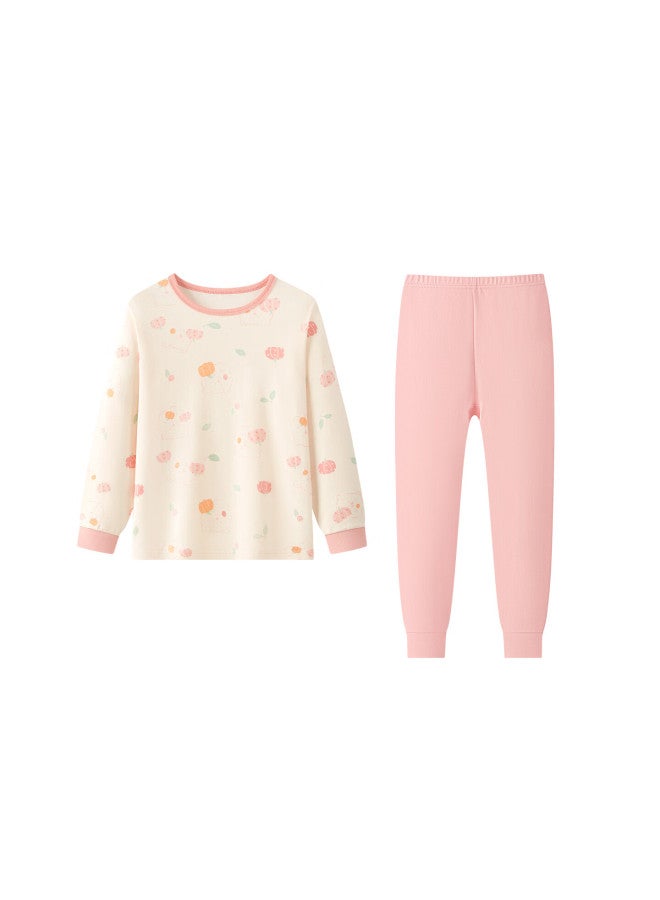 Deesha Girls' Pure Cotton Thermal Underwear Set, 7a Antibacterial, 40s Tight Spun, Autumn Long Johns For Older Children