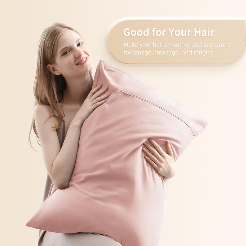 Parkdeny Standard Pillowcases  Cooling Viscose from Bamboo Pillow Covers with Envelope Closure  Soft Moisture-Wicking for Hot Sleepers  Hair and Skin-Friendly  Pink  2 Pack - Image 2