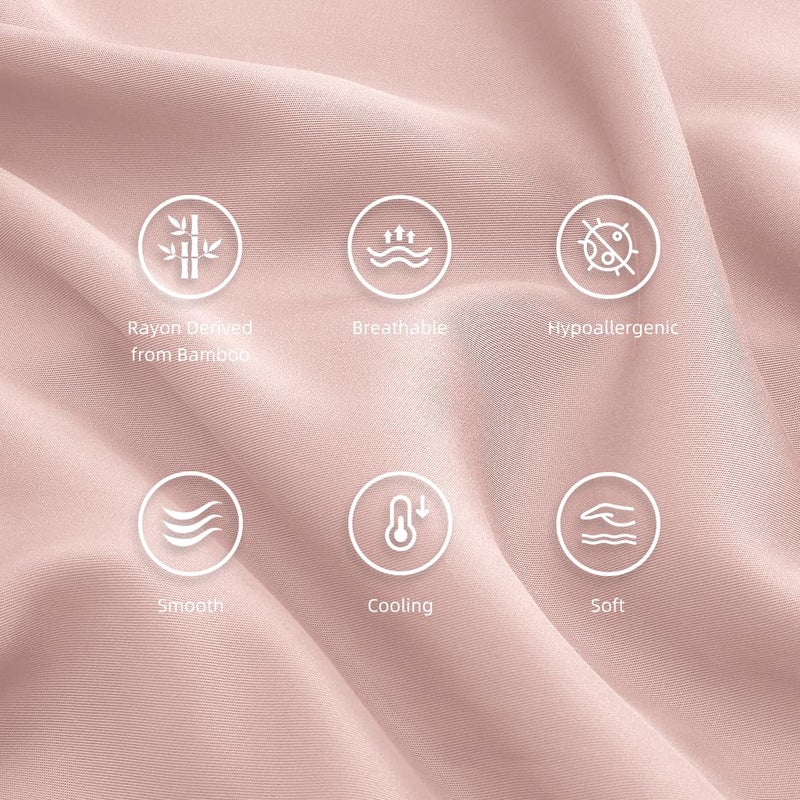Parkdeny Standard Pillowcases  Cooling Viscose from Bamboo Pillow Covers with Envelope Closure  Soft Moisture-Wicking for Hot Sleepers  Hair and Skin-Friendly  Pink  2 Pack - Image 5